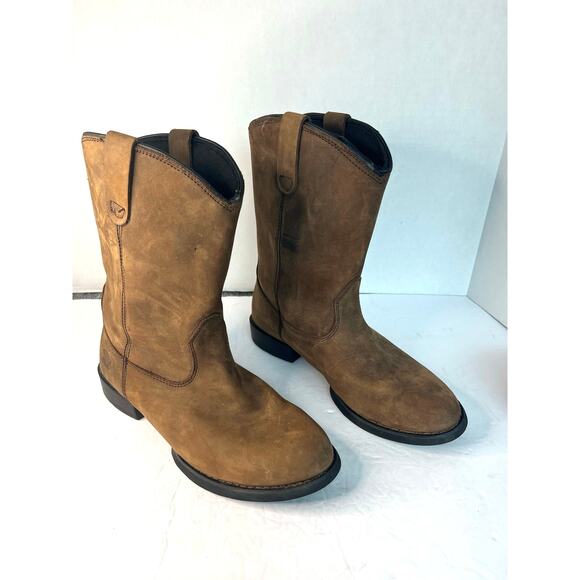 Herman Survivors LIz Women’s Genuine Brown Leather Western Pull On Boots 9 - Picture 2 of 9